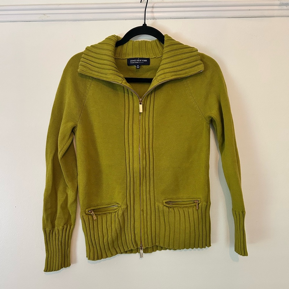 Jones New York Olive Green Ribbed Jacket